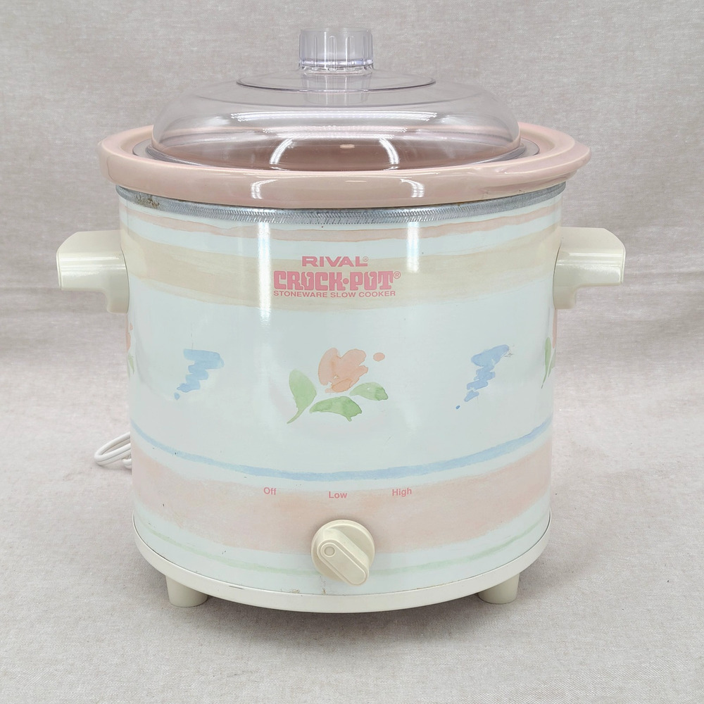 VTG 1990’s Rival 3.5 Qt Crock Pot Slow Cooker Model 3150/2 Floral TESTED & WORKS